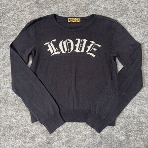 Perfumaria  Crewneck LOVE Retro Knit Cropped Graphic Sweater